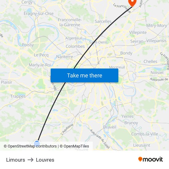 Limours to Louvres map