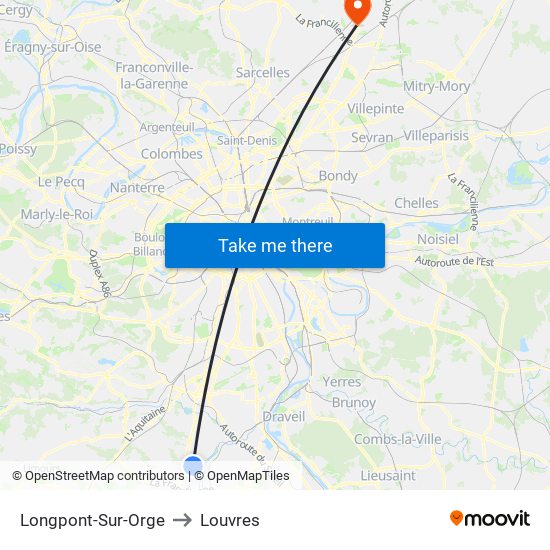 Longpont-Sur-Orge to Louvres map