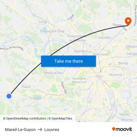 Mareil-Le-Guyon to Louvres map