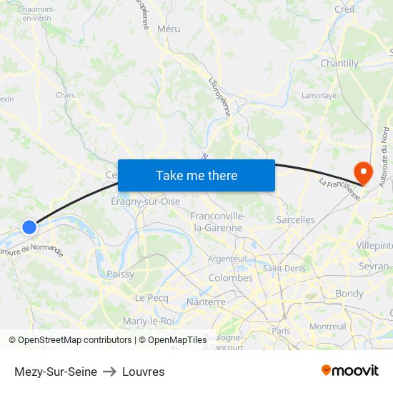 Mezy-Sur-Seine to Louvres map