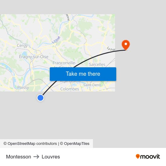 Montesson to Louvres map