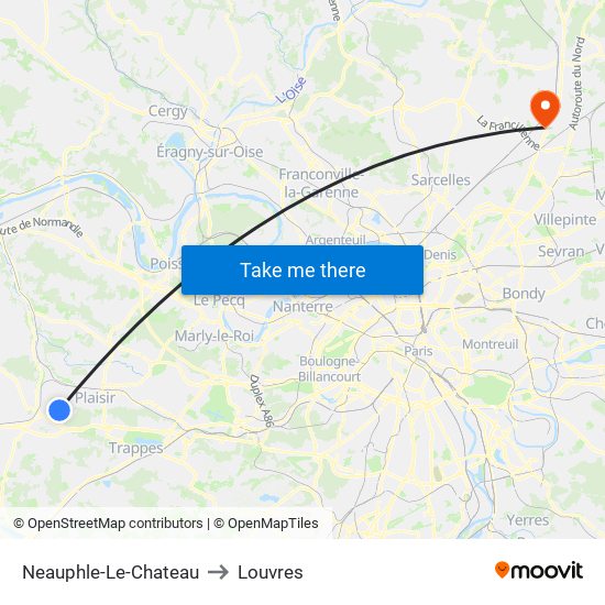 Neauphle-Le-Chateau to Louvres map