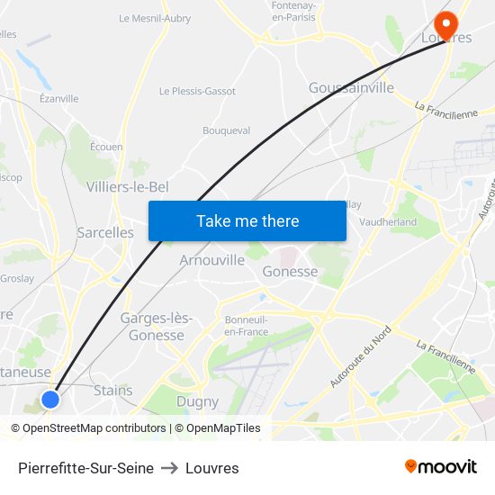 Pierrefitte-Sur-Seine to Louvres map