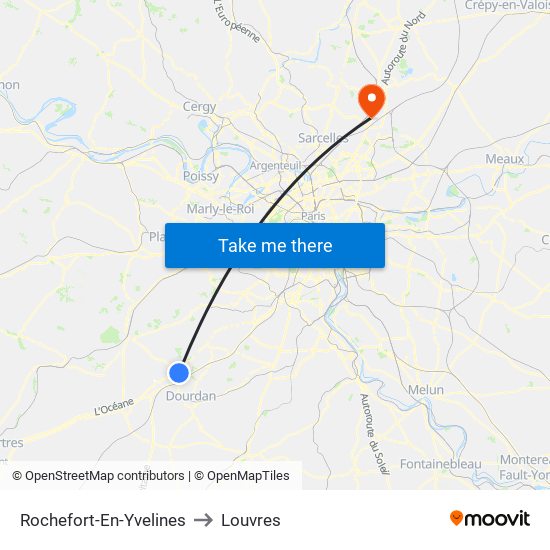 Rochefort-En-Yvelines to Louvres map