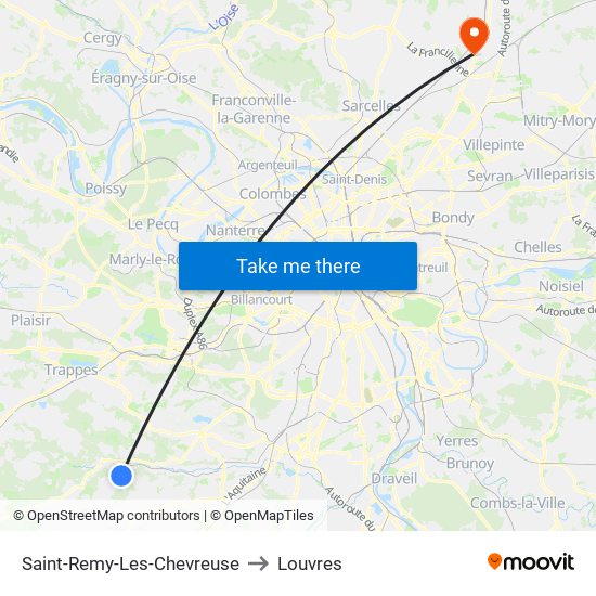 Saint-Remy-Les-Chevreuse to Louvres map