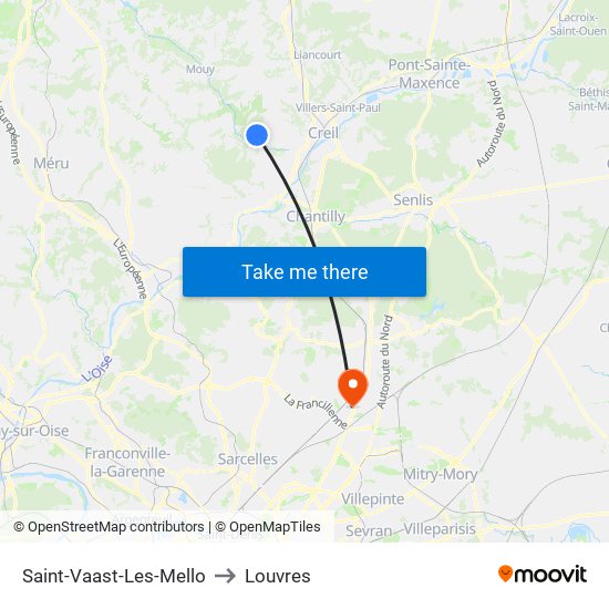 Saint-Vaast-Les-Mello to Louvres map