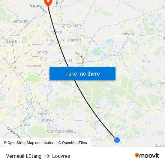 Verneuil-L'Etang to Louvres map