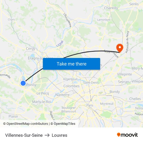 Villennes-Sur-Seine to Louvres map