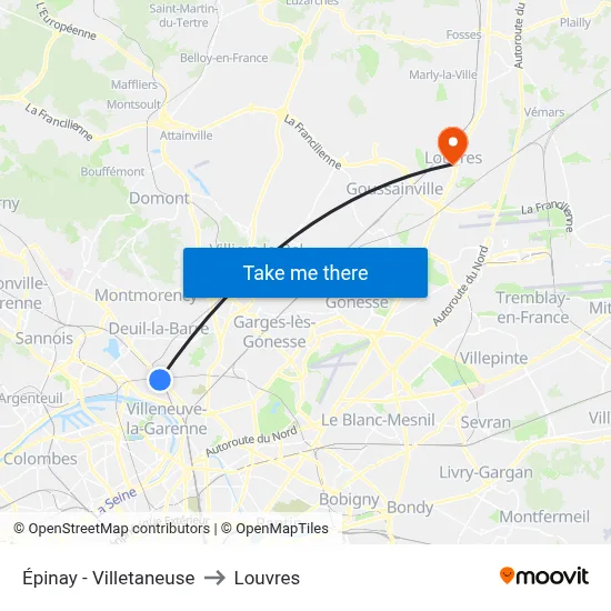 Épinay - Villetaneuse to Louvres map