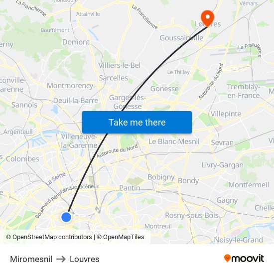 Miromesnil to Louvres map