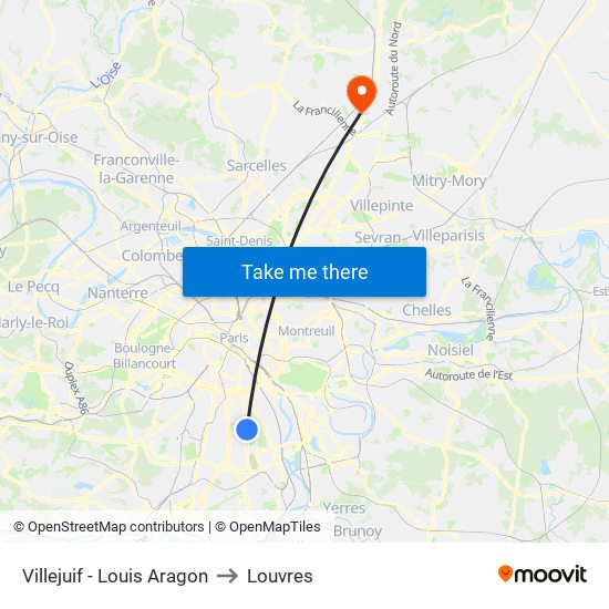 Villejuif - Louis Aragon to Louvres map