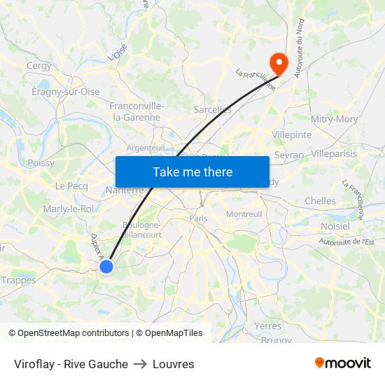 Viroflay - Rive Gauche to Louvres map