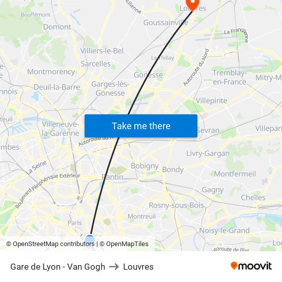 Gare de Lyon - Van Gogh to Louvres map