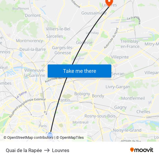 Quai de la Rapée to Louvres map