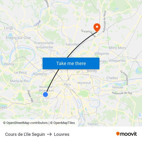 Cours de L'Ile Seguin to Louvres map