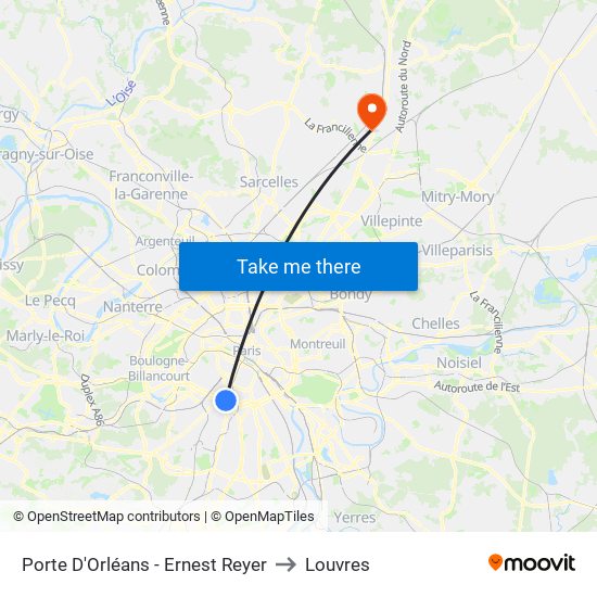 Porte D'Orléans - Ernest Reyer to Louvres map