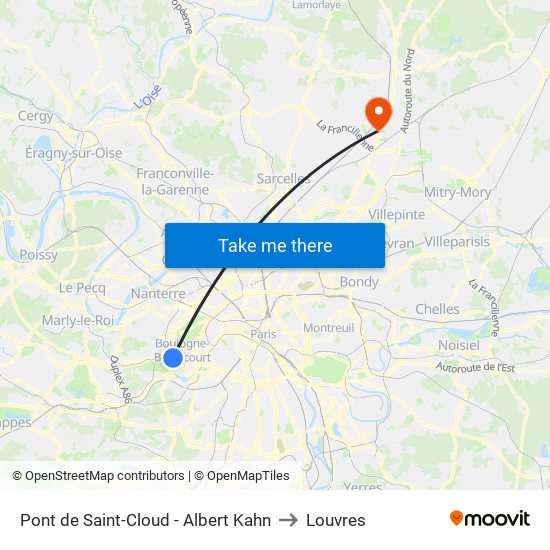 Pont de Saint-Cloud - Albert Kahn to Louvres map