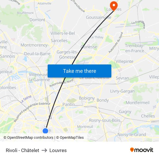 Rivoli - Châtelet to Louvres map