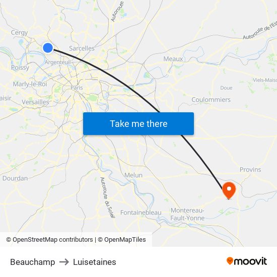 Beauchamp to Luisetaines map