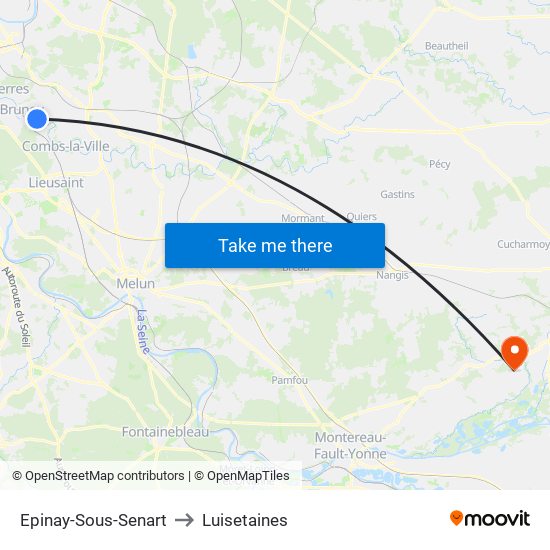 Epinay-Sous-Senart to Luisetaines map