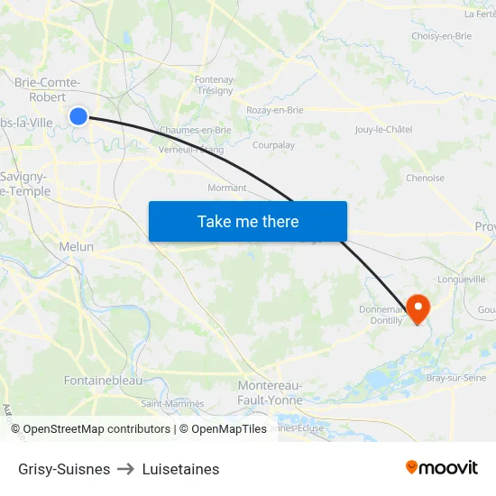 Grisy-Suisnes to Luisetaines map