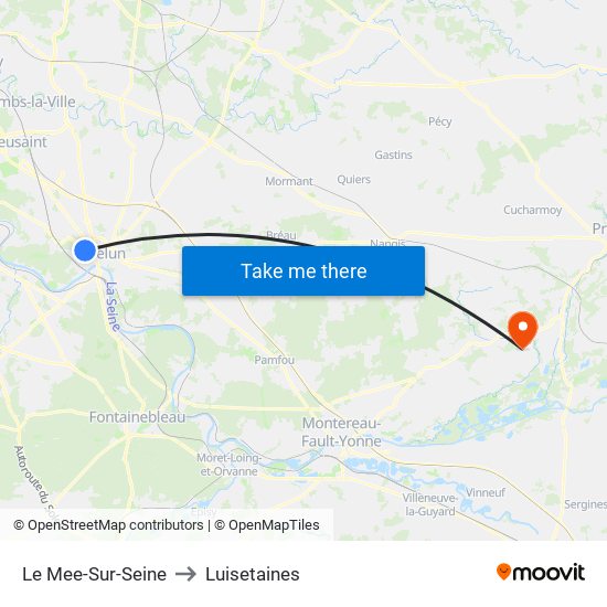 Le Mee-Sur-Seine to Luisetaines map