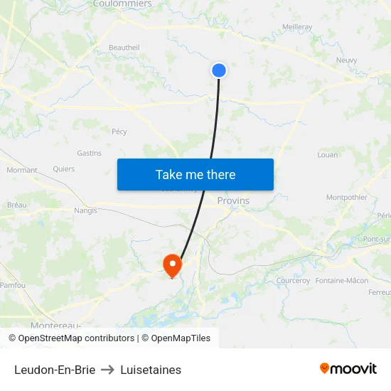 Leudon-En-Brie to Luisetaines map