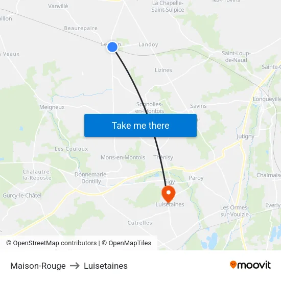 Maison-Rouge to Luisetaines map