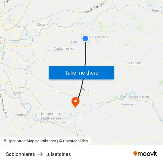 Sablonnieres to Luisetaines map