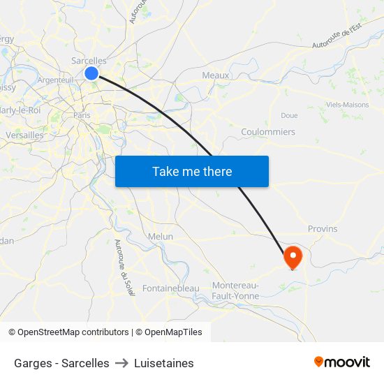 Garges - Sarcelles to Luisetaines map