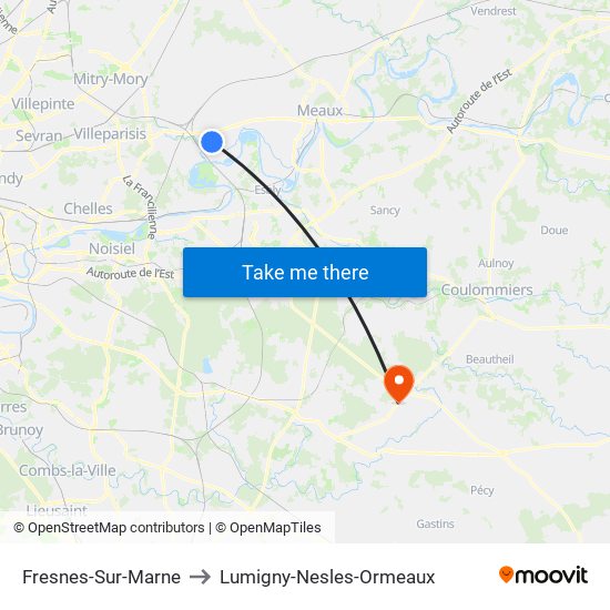 Fresnes-Sur-Marne to Lumigny-Nesles-Ormeaux map