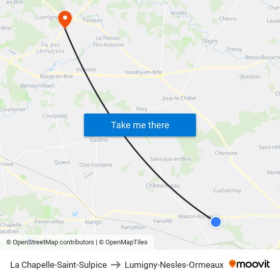 La Chapelle-Saint-Sulpice to Lumigny-Nesles-Ormeaux map