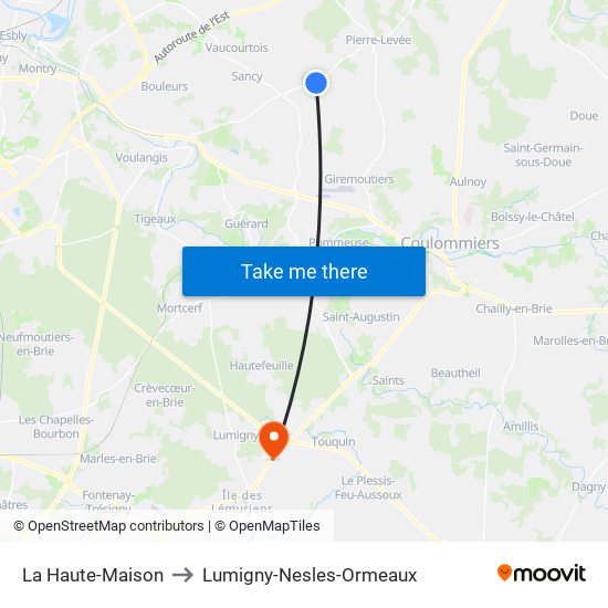 La Haute-Maison to Lumigny-Nesles-Ormeaux map
