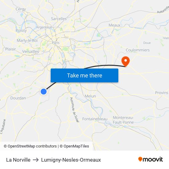 La Norville to Lumigny-Nesles-Ormeaux map