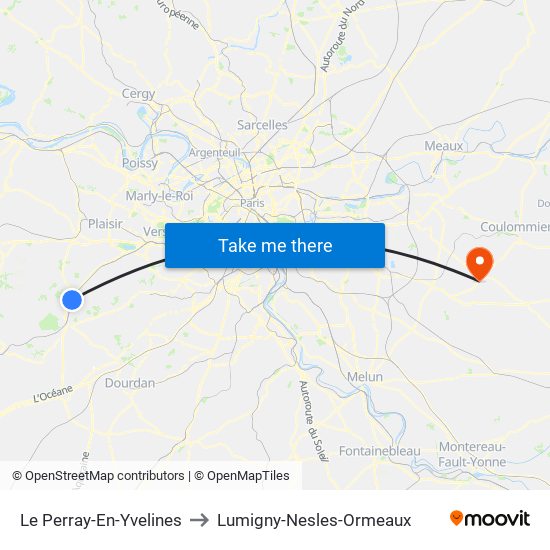 Le Perray-En-Yvelines to Lumigny-Nesles-Ormeaux map