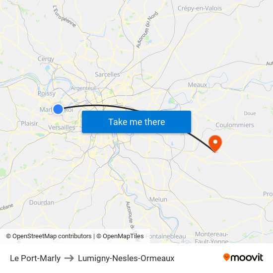 Le Port-Marly to Lumigny-Nesles-Ormeaux map