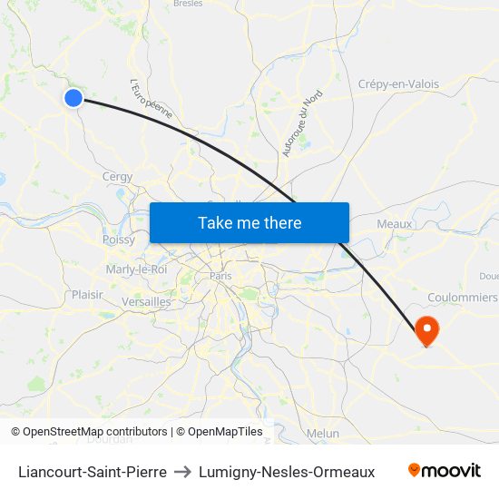 Liancourt-Saint-Pierre to Lumigny-Nesles-Ormeaux map