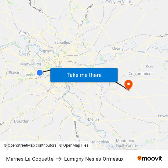 Marnes-La-Coquette to Lumigny-Nesles-Ormeaux map