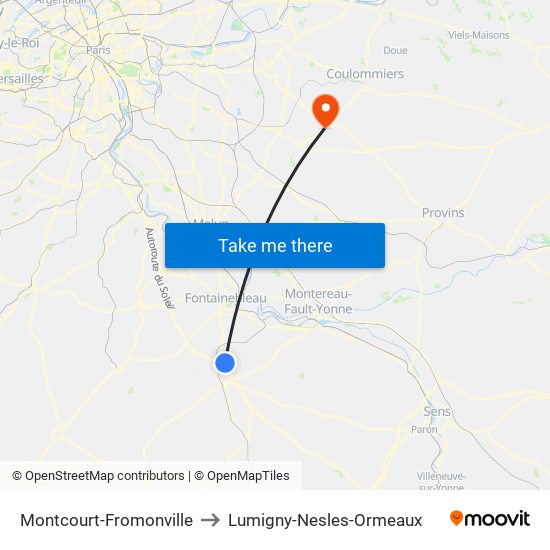 Montcourt-Fromonville to Lumigny-Nesles-Ormeaux map