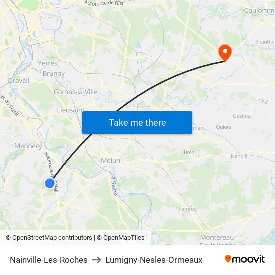 Nainville-Les-Roches to Lumigny-Nesles-Ormeaux map