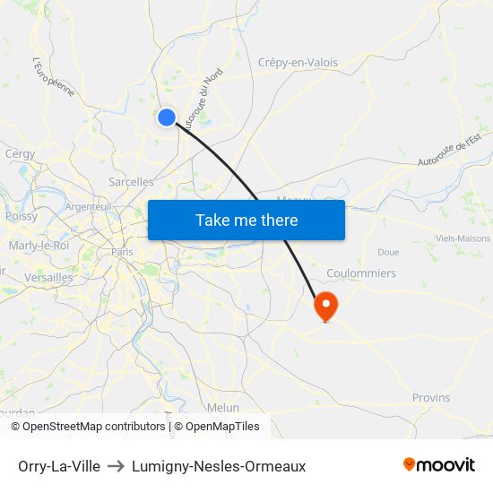 Orry-La-Ville to Lumigny-Nesles-Ormeaux map