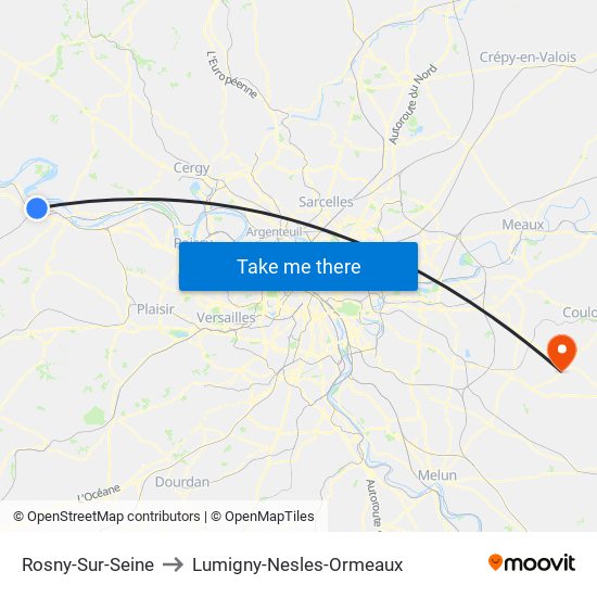 Rosny-Sur-Seine to Lumigny-Nesles-Ormeaux map