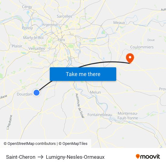 Saint-Cheron to Lumigny-Nesles-Ormeaux map