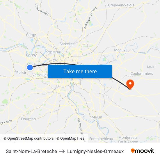 Saint-Nom-La-Breteche to Lumigny-Nesles-Ormeaux map