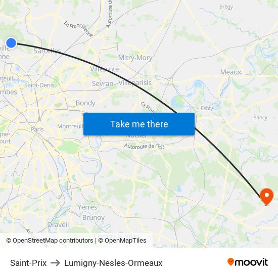 Saint-Prix to Lumigny-Nesles-Ormeaux map