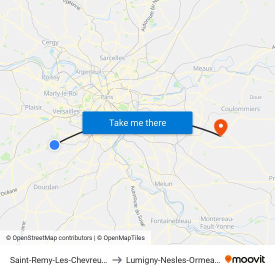 Saint-Remy-Les-Chevreuse to Lumigny-Nesles-Ormeaux map