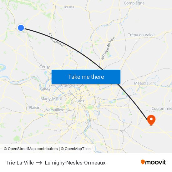 Trie-La-Ville to Lumigny-Nesles-Ormeaux map