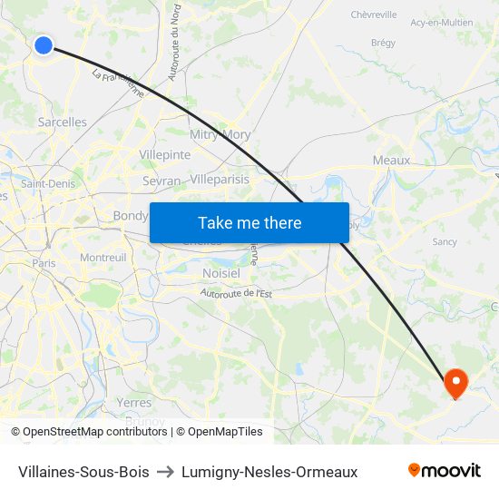 Villaines-Sous-Bois to Lumigny-Nesles-Ormeaux map