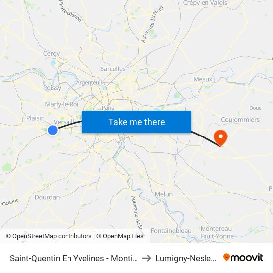 Saint-Quentin En Yvelines - Montigny-Le-Bretonneux to Lumigny-Nesles-Ormeaux map