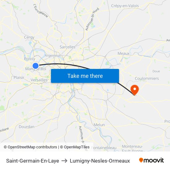 Saint-Germain-En-Laye to Lumigny-Nesles-Ormeaux map